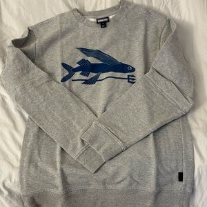 Gray Sweater with Blue Fish Design